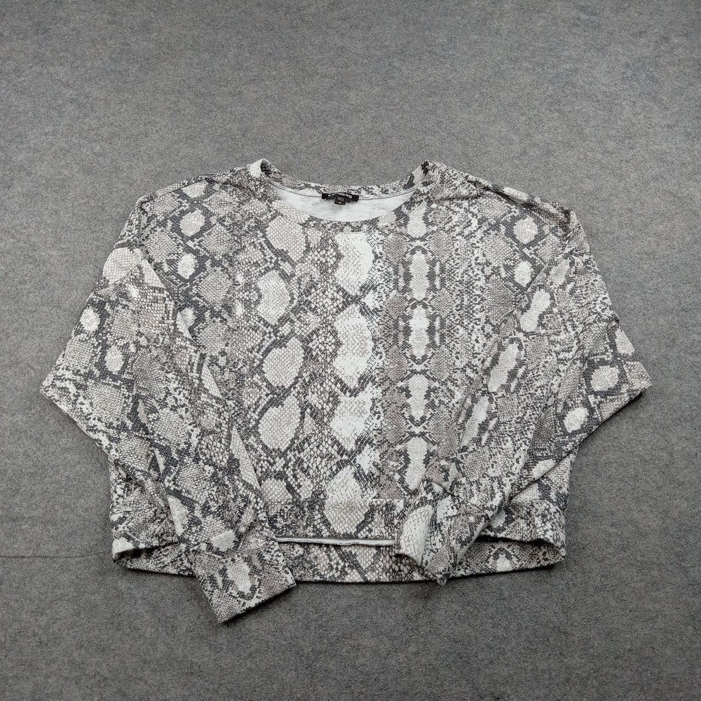 Express Sweater Womens Small Gray‎ Snake Print Dolman Sleeve Knit Pullover